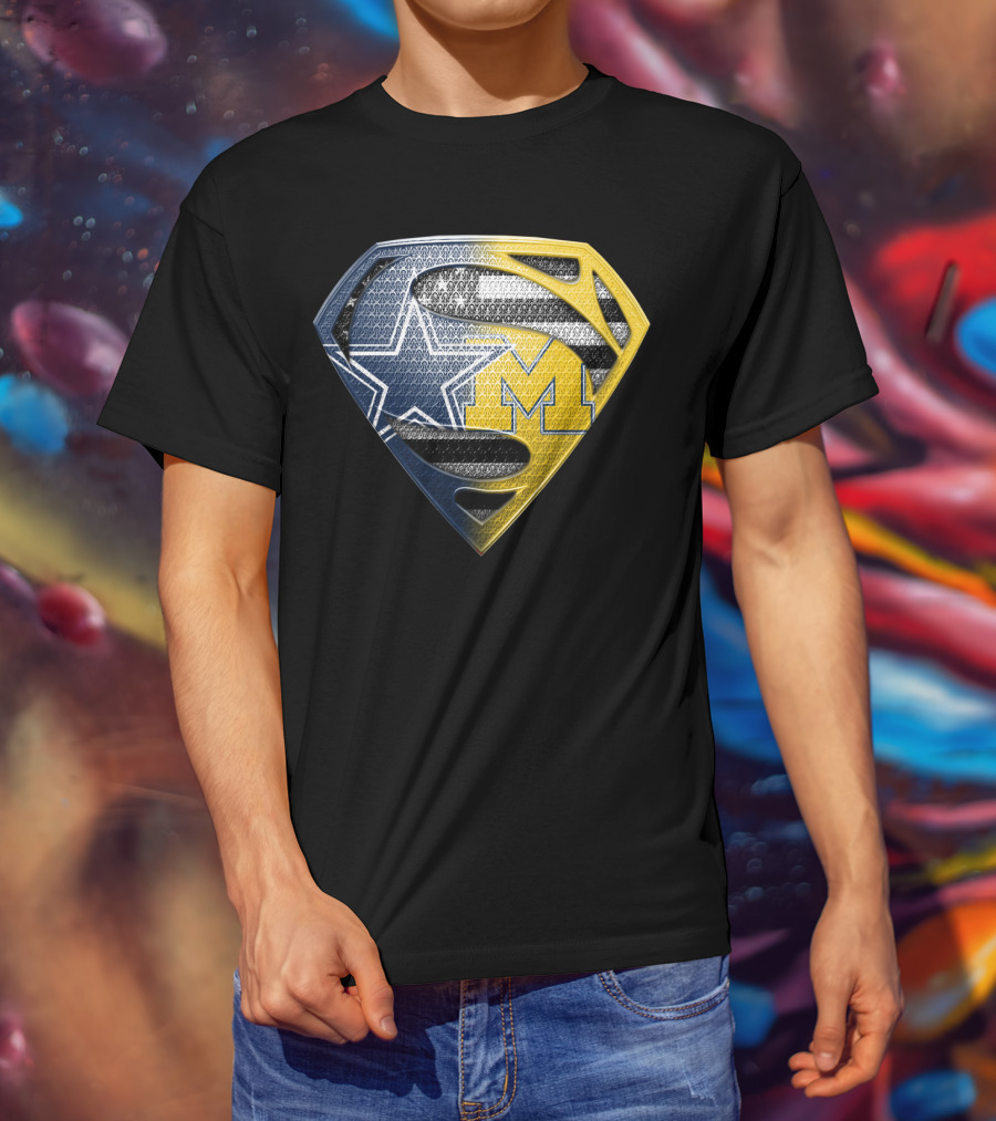 Superman Shield Dallas Cowboys Michigan Wolverines Logo Mashup T-Shirt