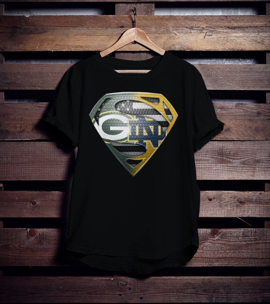 G Green Bay Packers Notre Dame Super Logo Fusion T-Shirt