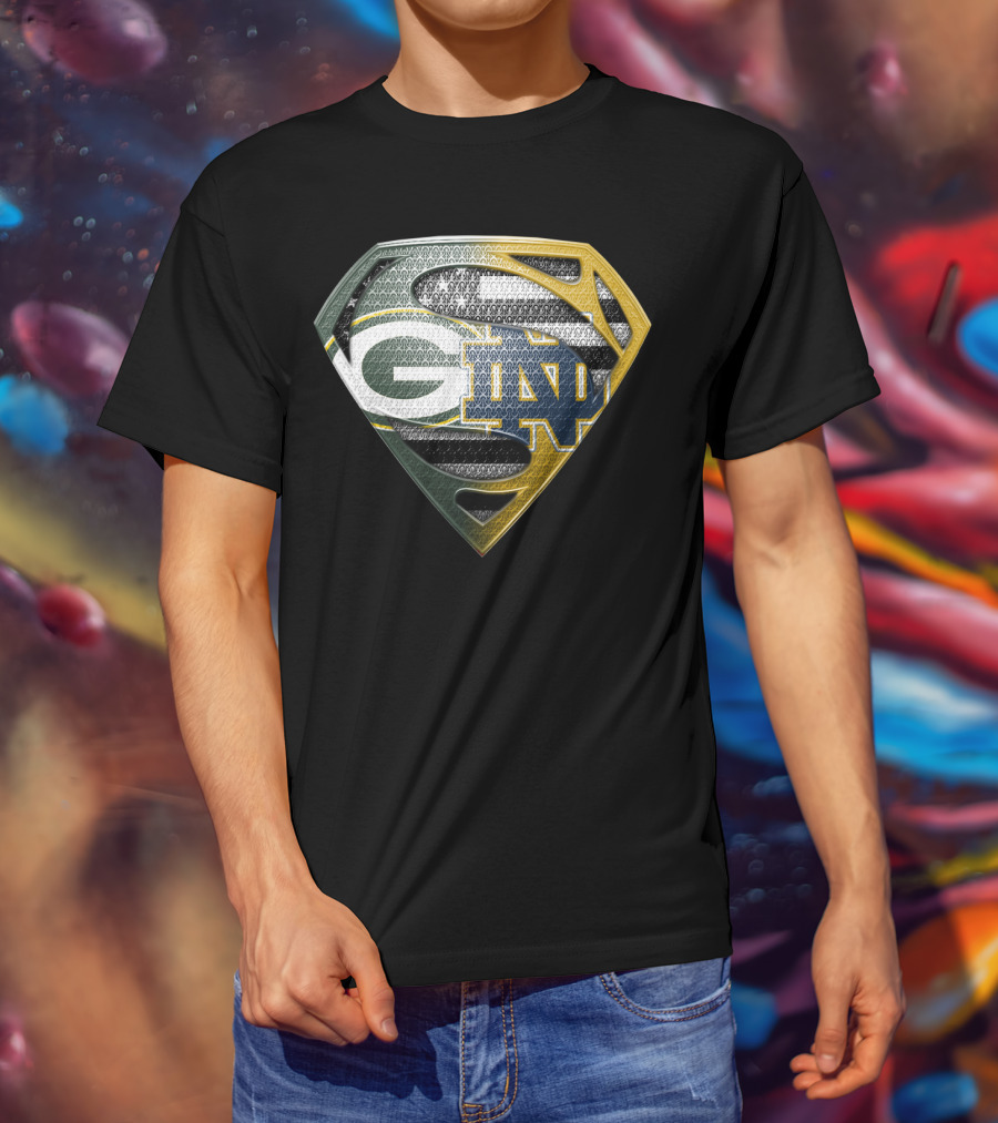 G Green Bay Packers Notre Dame Super Logo Fusion T-Shirt