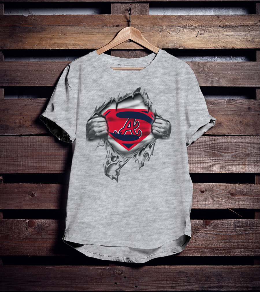 Superman Style Atlanta Baseball Fan Logo Rip With Iconic A T-Shirt