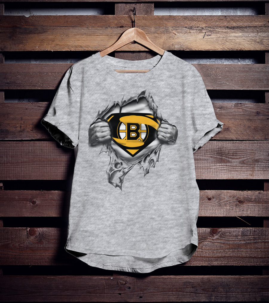 Boston Bruins Superhero Logo Tear T-Shirt