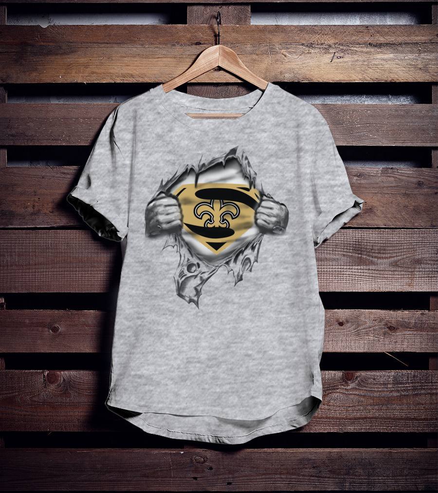 Superman New Orleans Saints Logo Peel Back T-Shirt