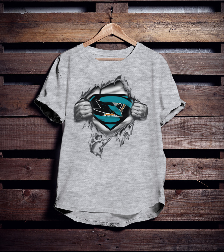 San Jose Sharks Superhero Logo Fan T-Shirt