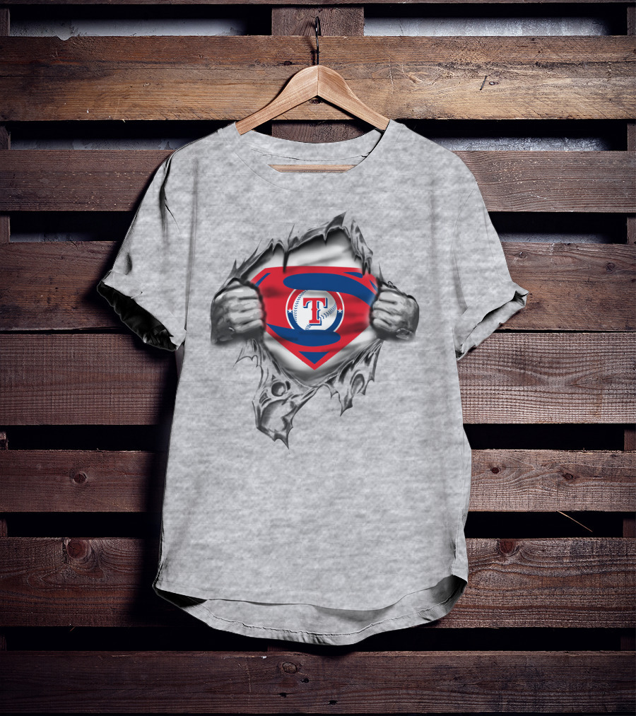 Texas Rangers Superman Baseball T-Shirt