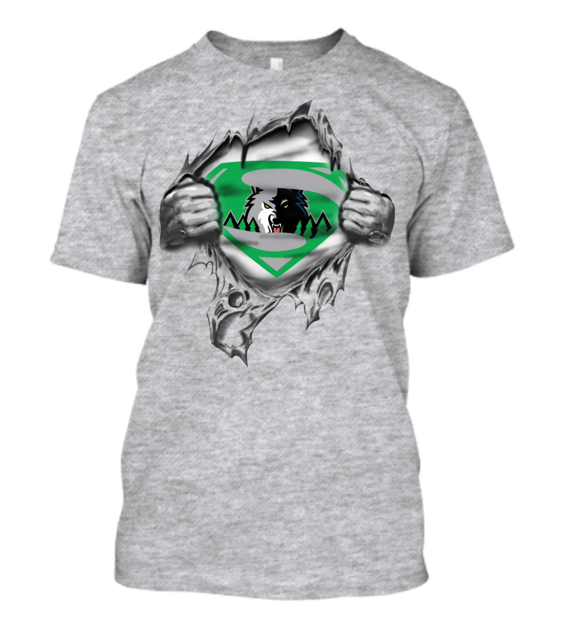 Minnesota Timberwolves Superhero Emblem Wolf Badge T-Shirt
