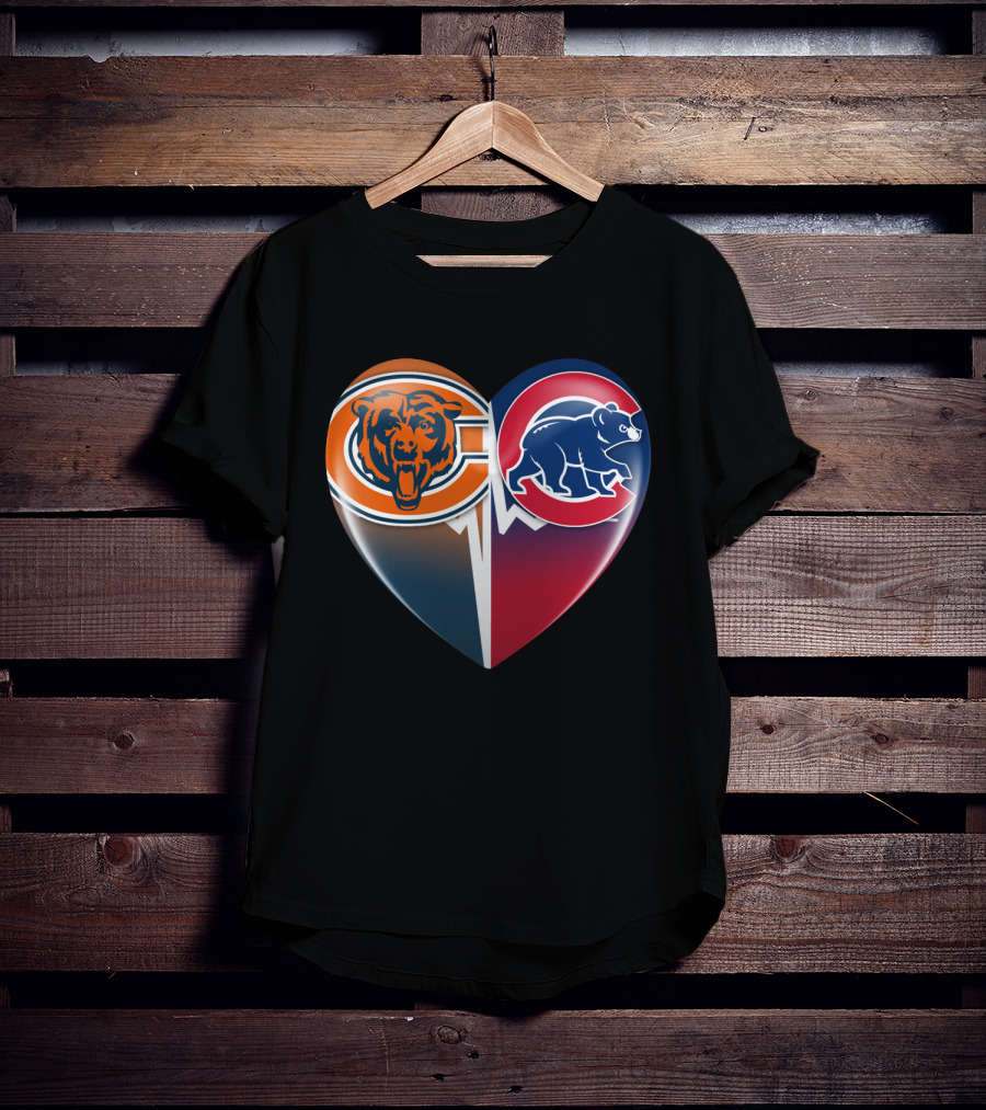 Chicago Bears And Cubs Split Heart TIM 008 T-Shirt