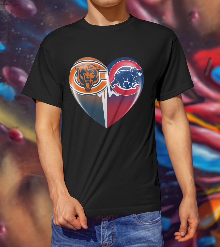Chicago Bears And Cubs Split Heart TIM 008 T-Shirt