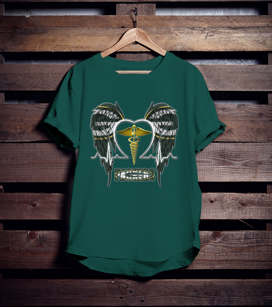 Packers Caduceus Heart Wings T-Shirt