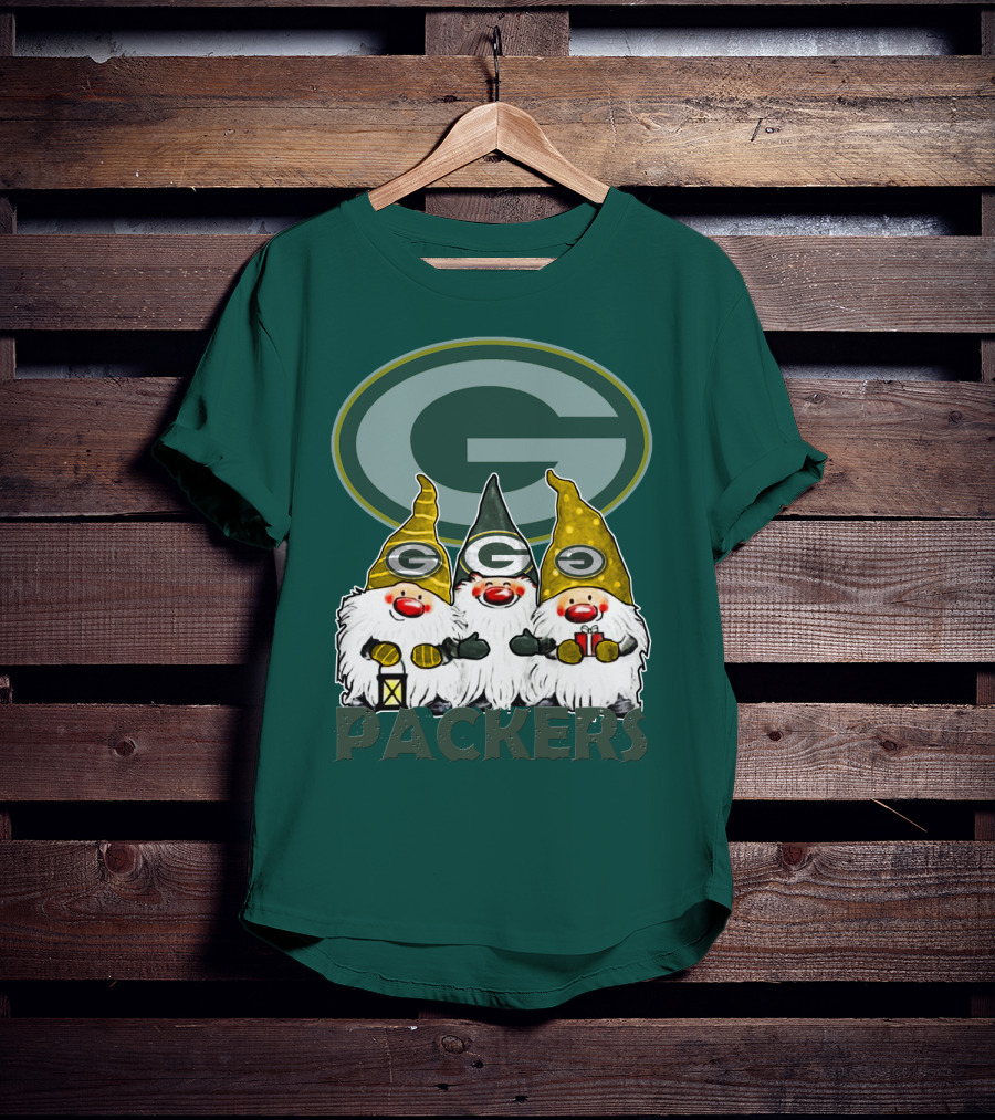 Green Bay Packers Gnomes With Team Logo On Green T-Shirt