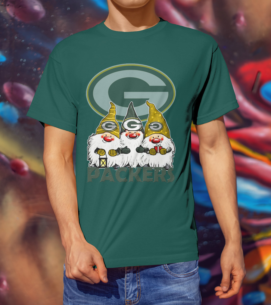 Green Bay Packers Gnomes With Team Logo On Green T-Shirt