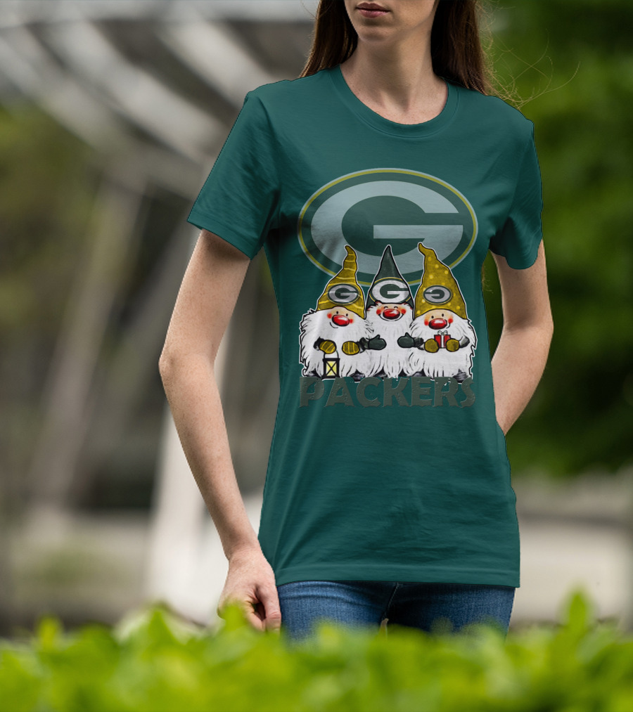 Green Bay Packers Gnomes With Team Logo On Green T-Shirt