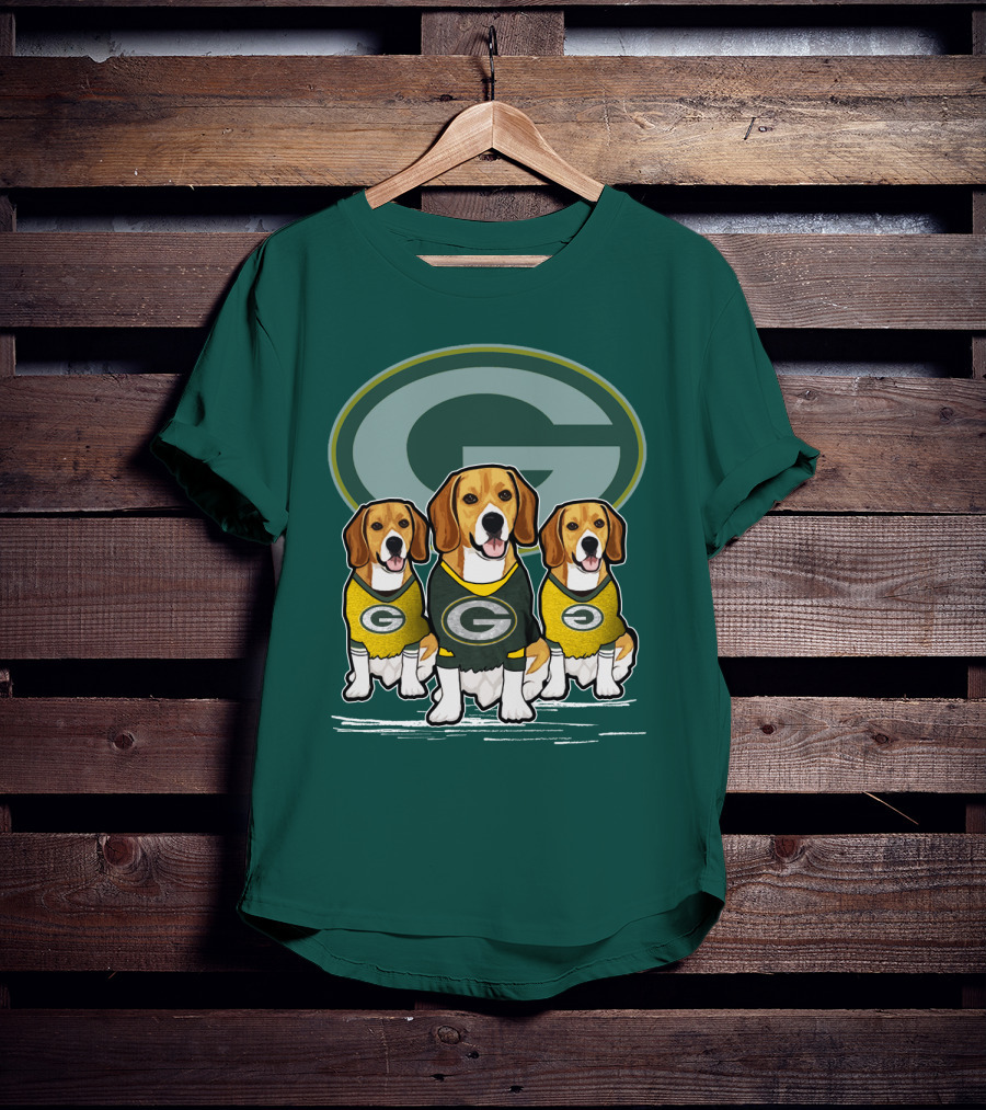 Green Bay Packers Dogs In Team Jerseys T-Shirt