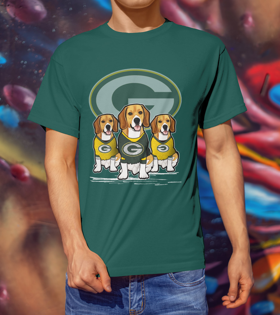 Green Bay Packers Dogs In Team Jerseys T-Shirt