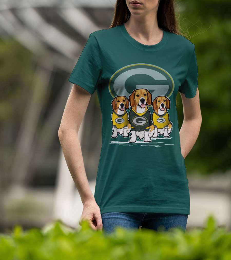 Green Bay Packers Dogs In Team Jerseys T-Shirt