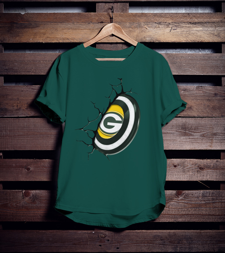 Green Bay Packers Cracked Logo Burst T-Shirt