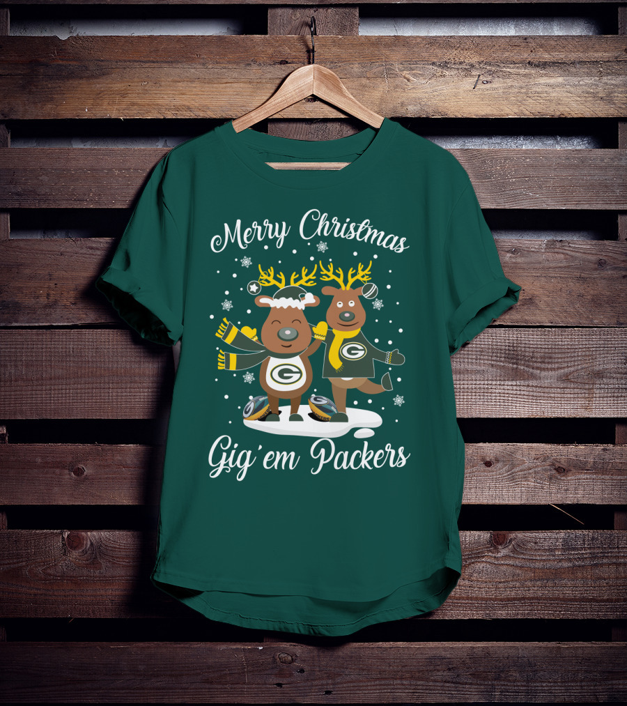 Merry Christmas Gig 'Em Green Bay Packers T-Shirt