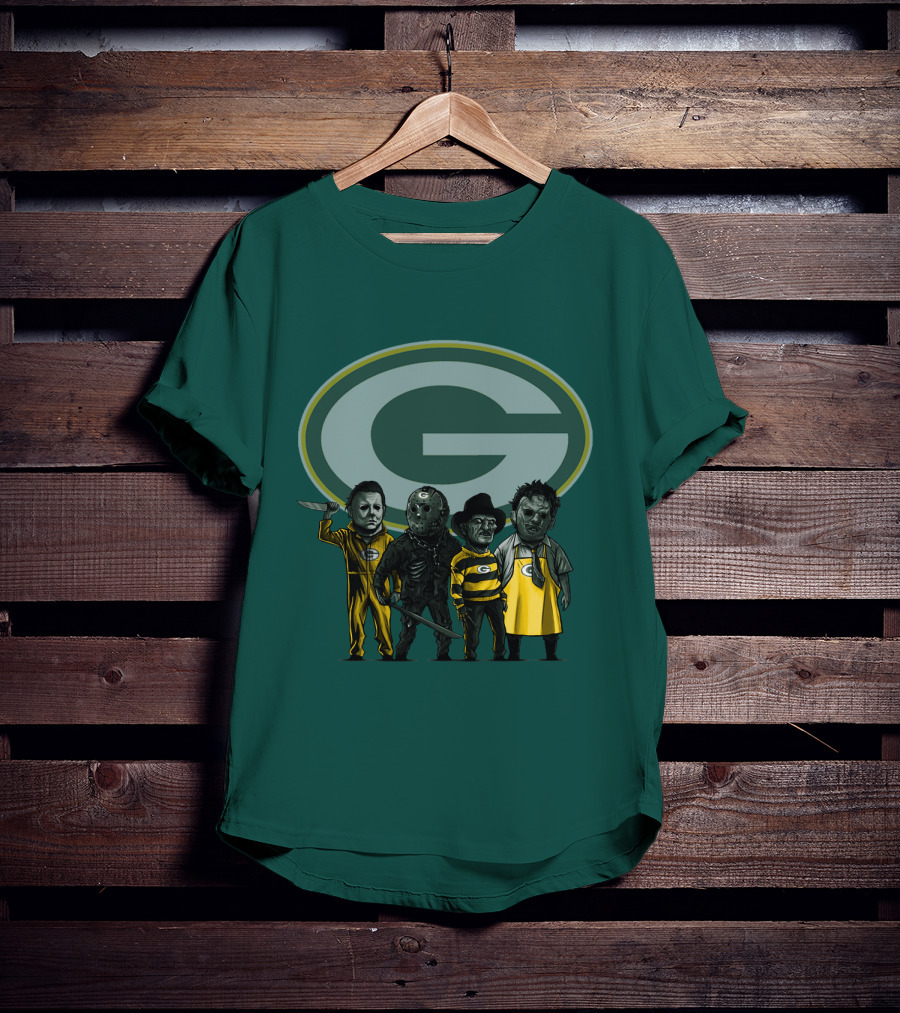 Green Bay Packers Horror Icons Characters T-Shirt