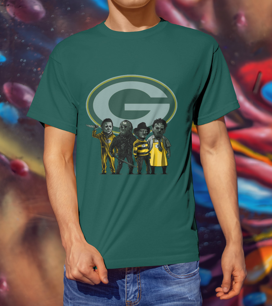 Green Bay Packers Horror Icons Characters T-Shirt