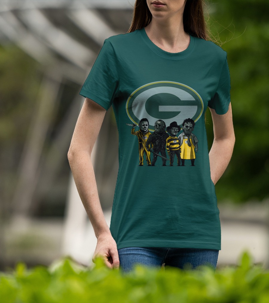 Green Bay Packers Horror Icons Characters T-Shirt
