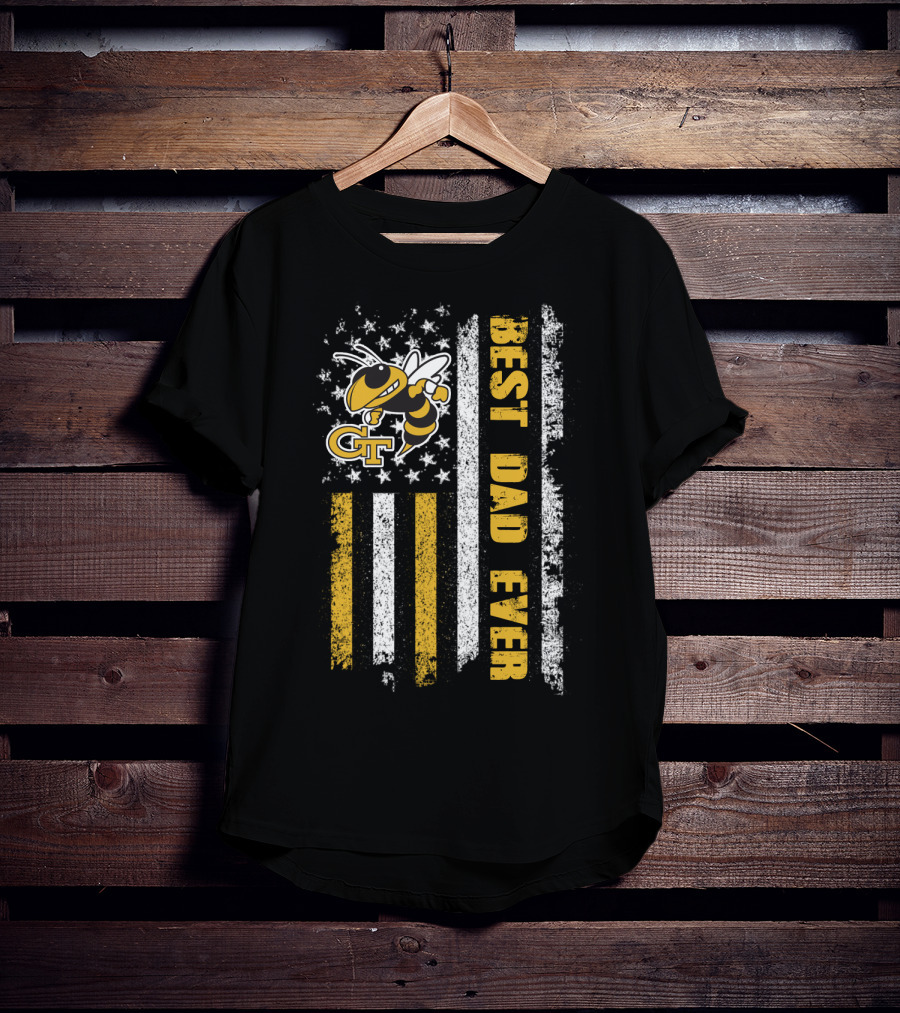 Gt Yellow Jacket Best Dad Ever Flag T-Shirt