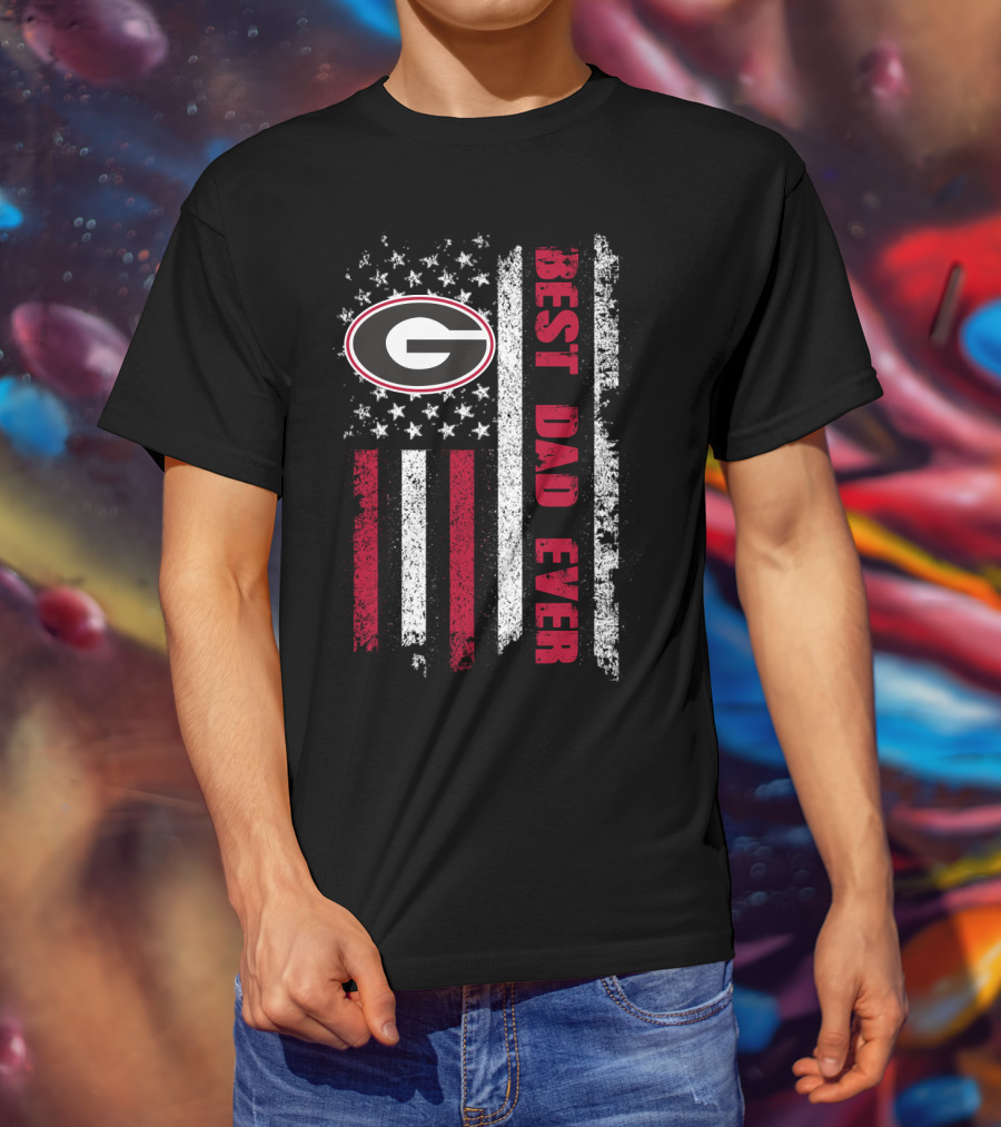 Best Dad Ever Evd 087 Georgia Bulldogs American Flag T-Shirt