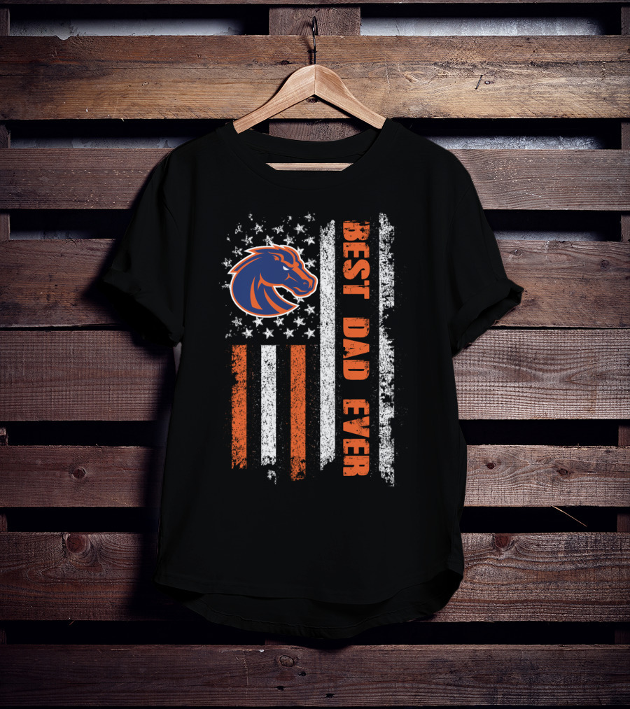 Boise State Broncos Best Dad Ever American Flag T-Shirt