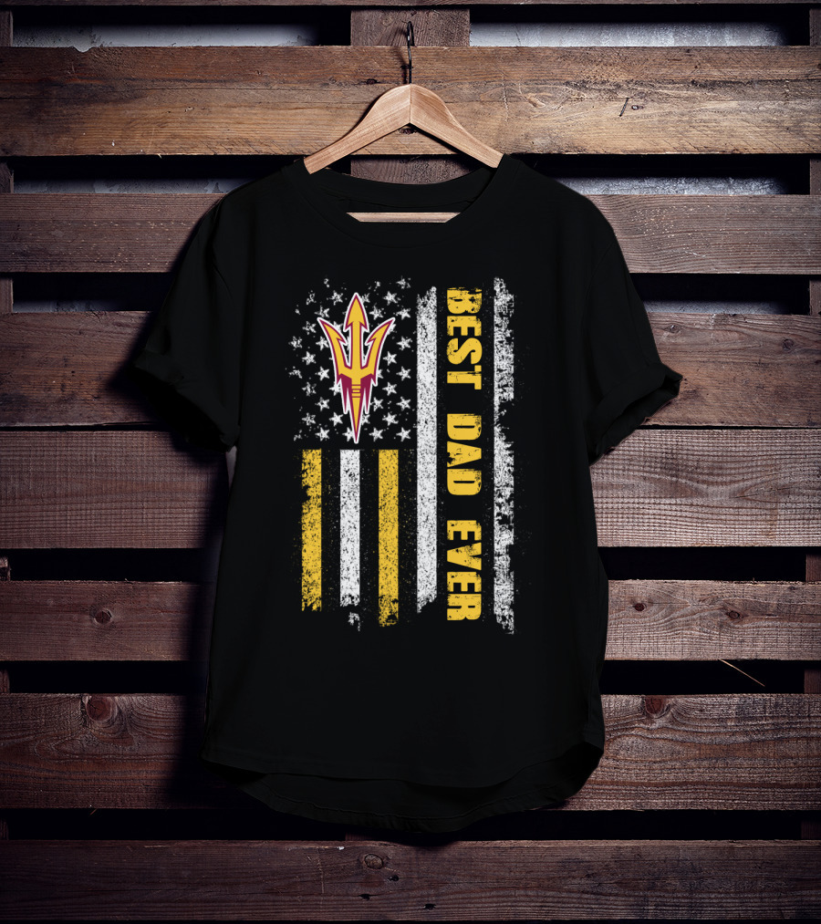 Arizona State Sun Devils Best Dad Ever Vintage American Flag T-Shirt
