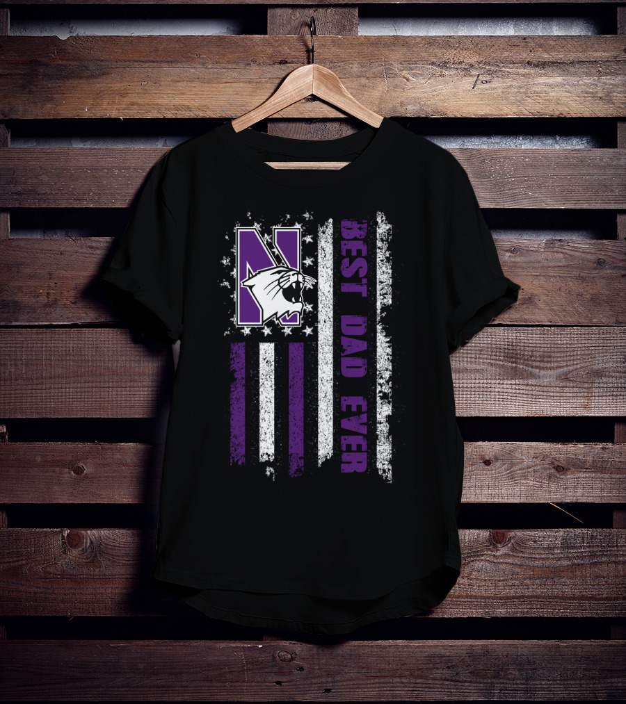 Northwestern Wildcats Best Dad Ever Flag Style Evd 055 T-Shirt