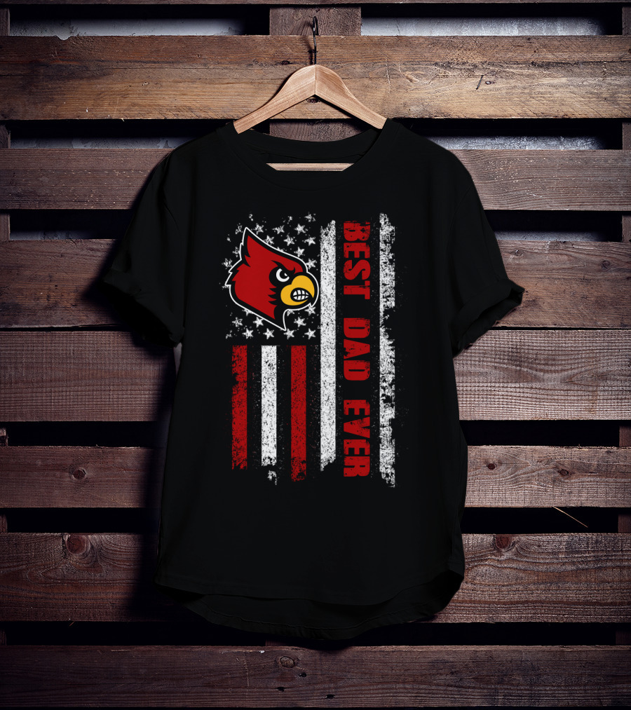 Evd 048 Best Dad Ever Louisville Cardinals Flag Stripes T-Shirt