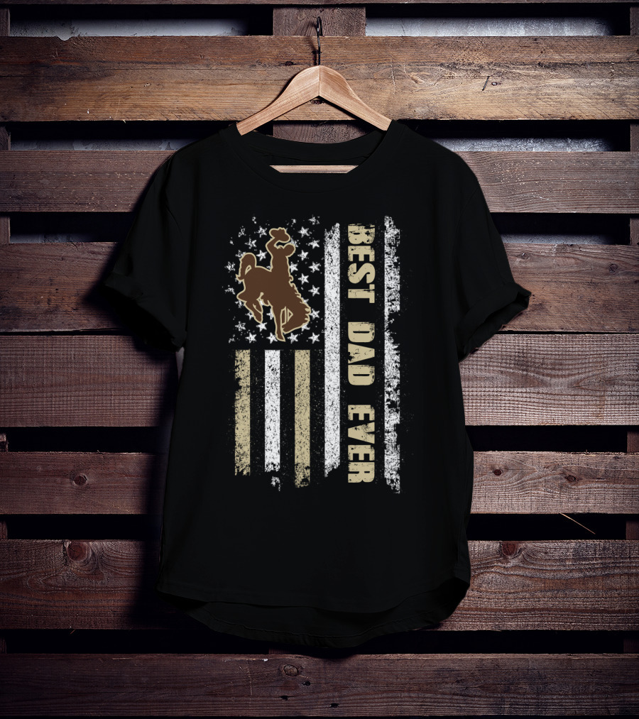 Best Dad Ever Cowboy Riding American Flag Evd T-Shirt