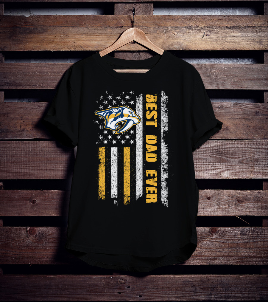 Nashville Predators Best Dad Ever Usa Flag Evd 015 T-Shirt
