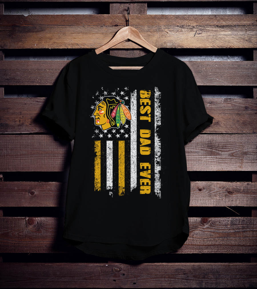 Best Dad Ever Vintage Flag And Native Head T-Shirt