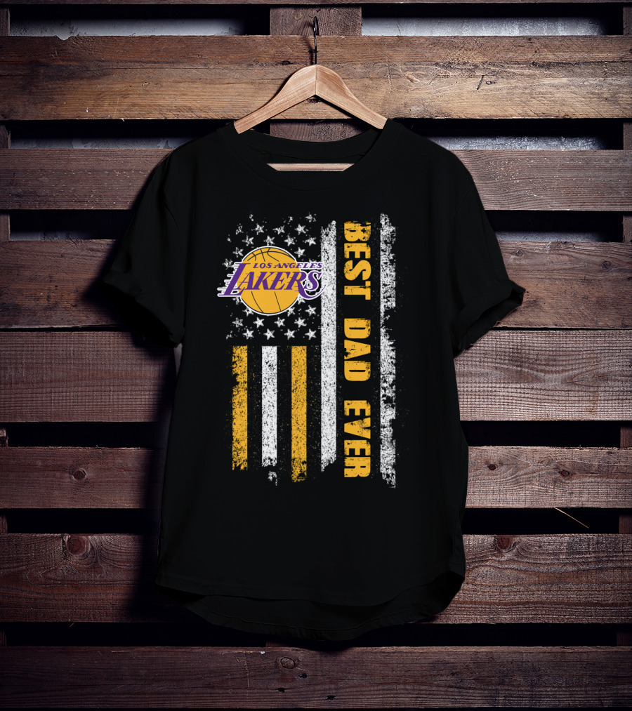 Los Angeles Lakers Best Dad Ever Flag T-Shirt