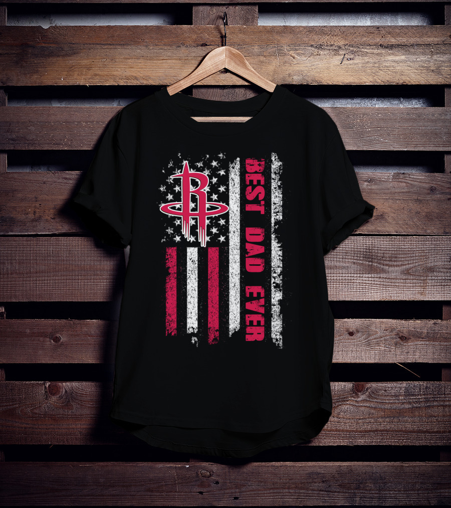 Best Dad Ever Houston Basketball Flag T-Shirt