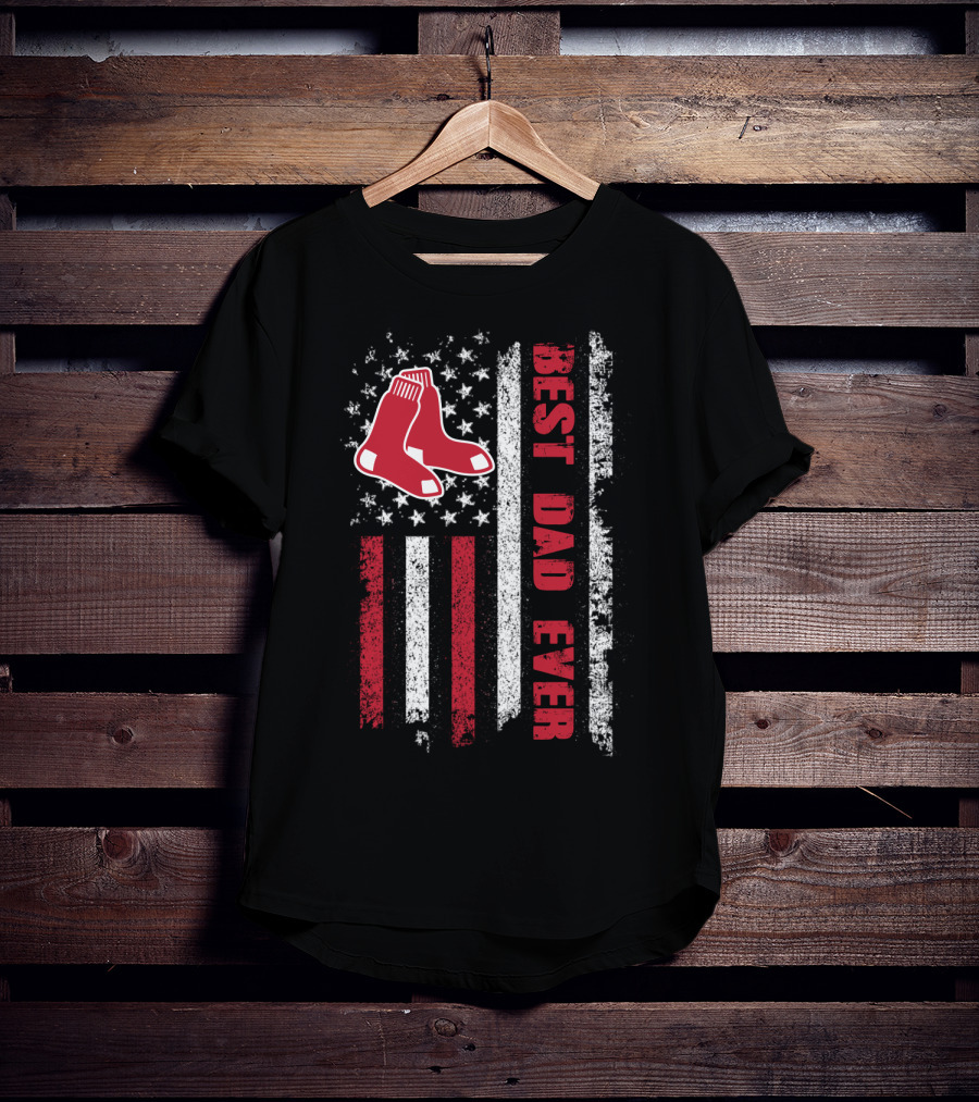 Boston Red Sox Best Dad Ever Patriotic Flag T-Shirt