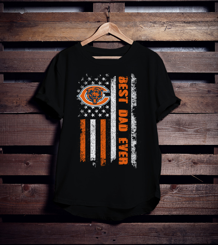 Chicago Bears Best Dad Ever American Flag T-Shirt