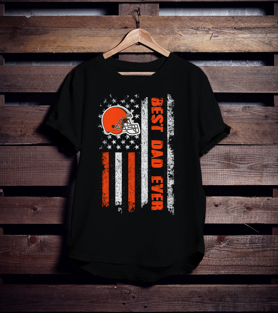 Cleveland Browns Best Dad Ever American Flag Evd 120 T-Shirt