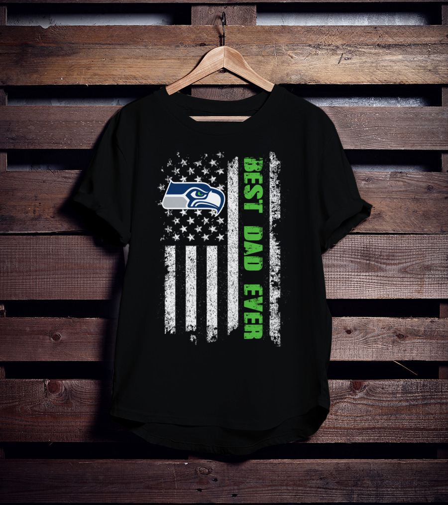 Seattle Seahawks Best Dad Ever American Flag T-Shirt