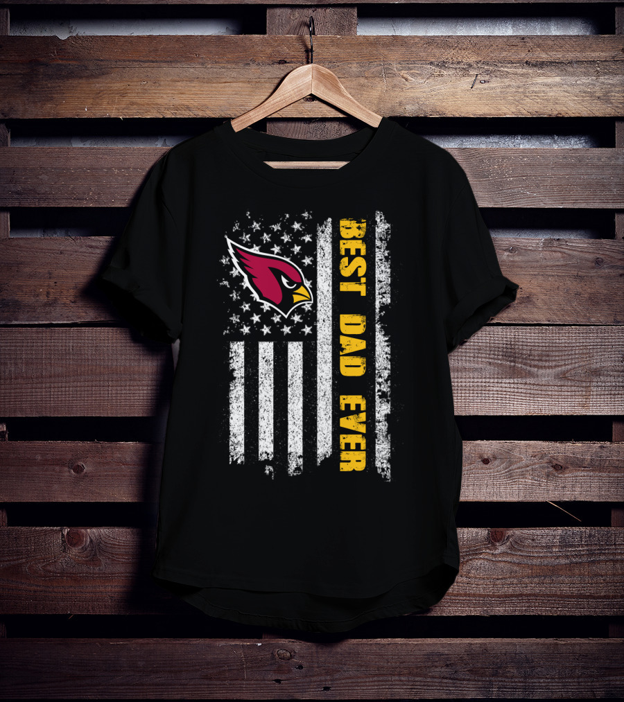 Evd 142 Best Dad Ever Arizona Cardinals American Flag T-Shirt