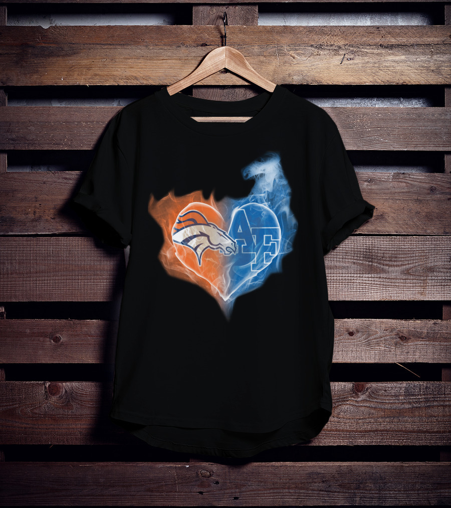 Denver Broncos And Air Force Falcons Heart T-Shirt