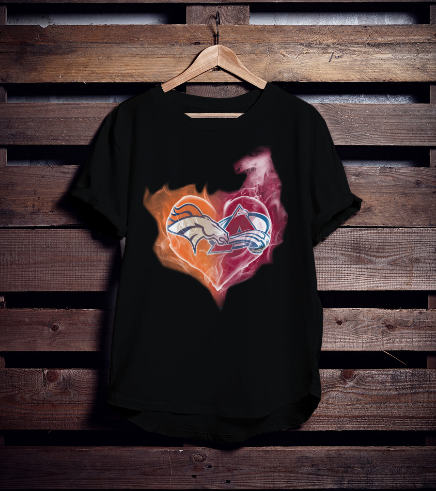 Broncos Avalanche Heart Smoke Emblem T-Shirt