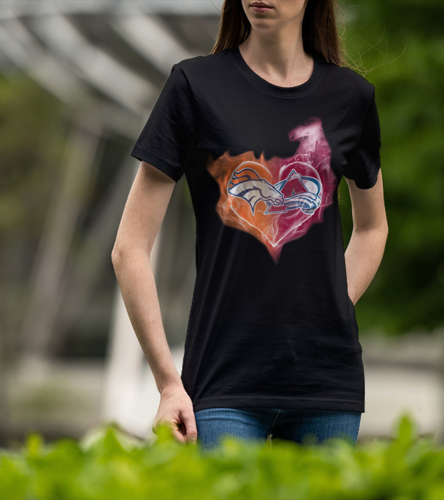 Broncos Avalanche Heart Smoke Emblem T-Shirt