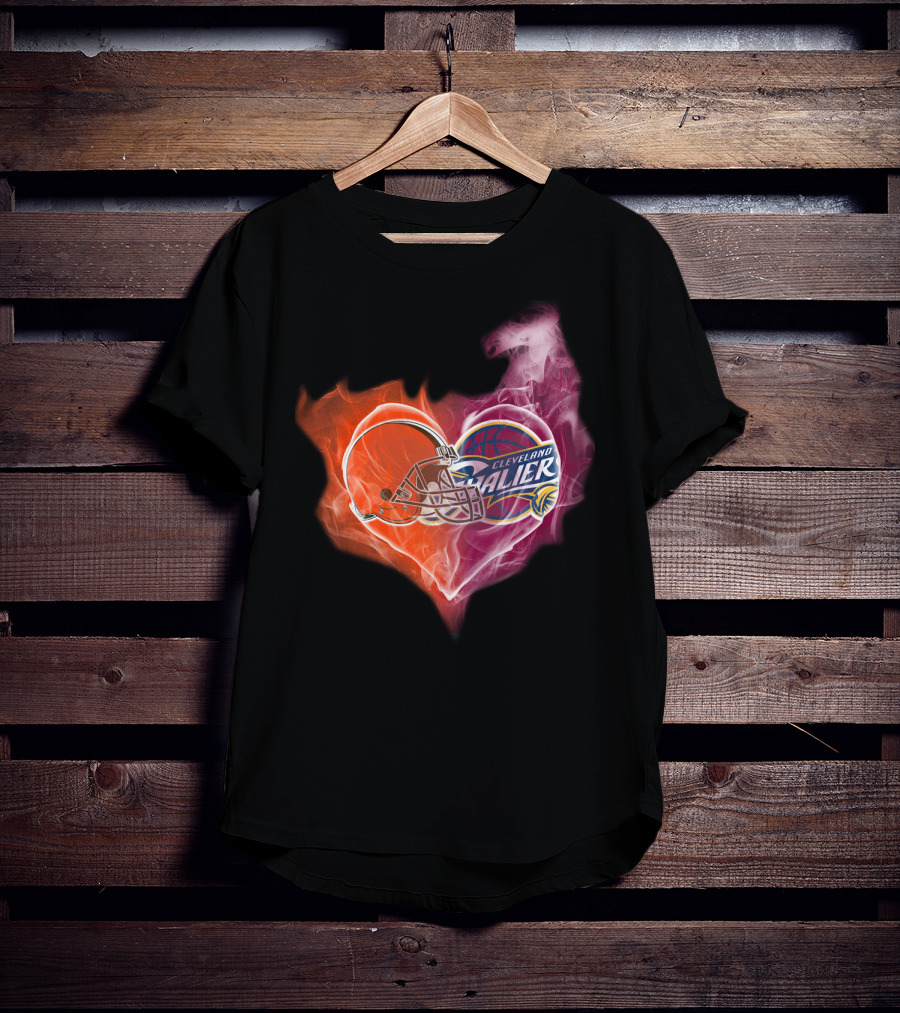Cleveland Cavaliers Heart With Football Helmet T-Shirt