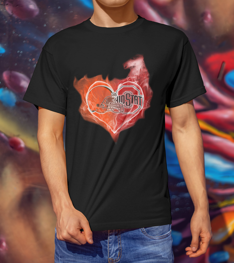 Ohio State Helmet Heart T-Shirt