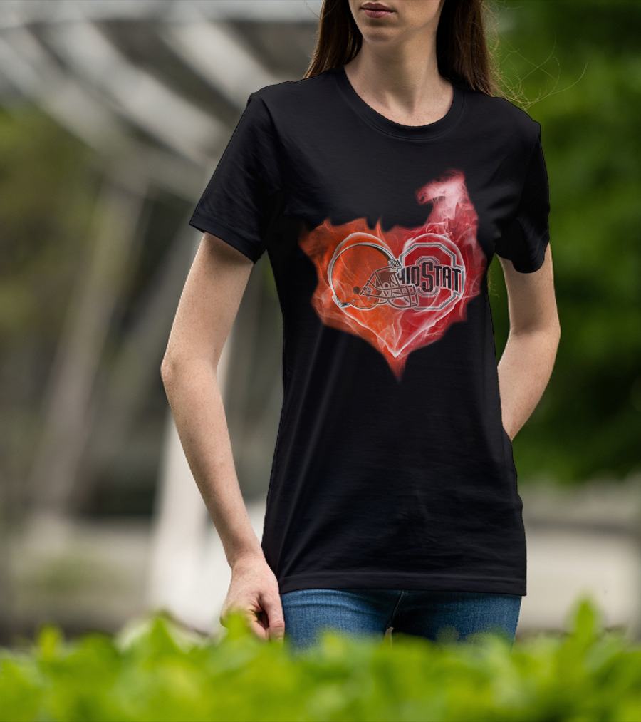 Ohio State Helmet Heart T-Shirt