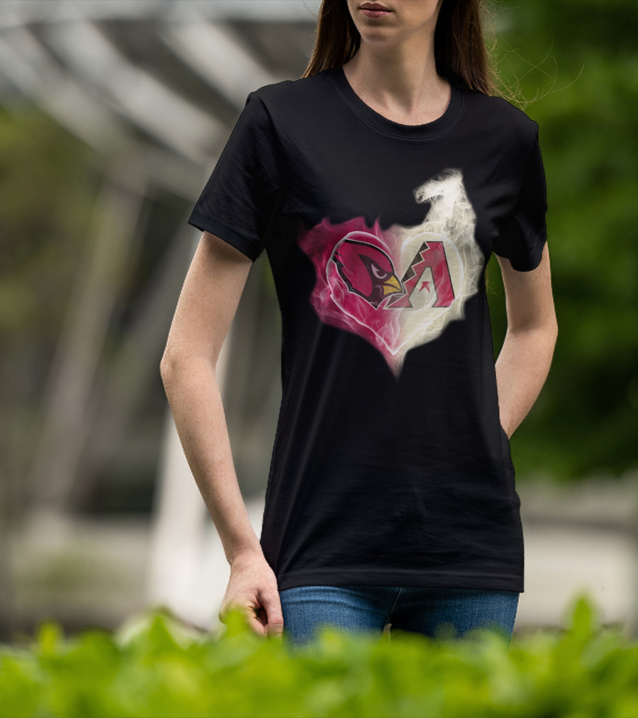 Arizona Cardinals Diamondbacks Smoke Heart T-Shirt