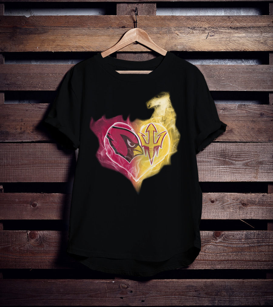 Arizona Cardinals Arizona State Sun Devils Heart Fusion T-Shirt