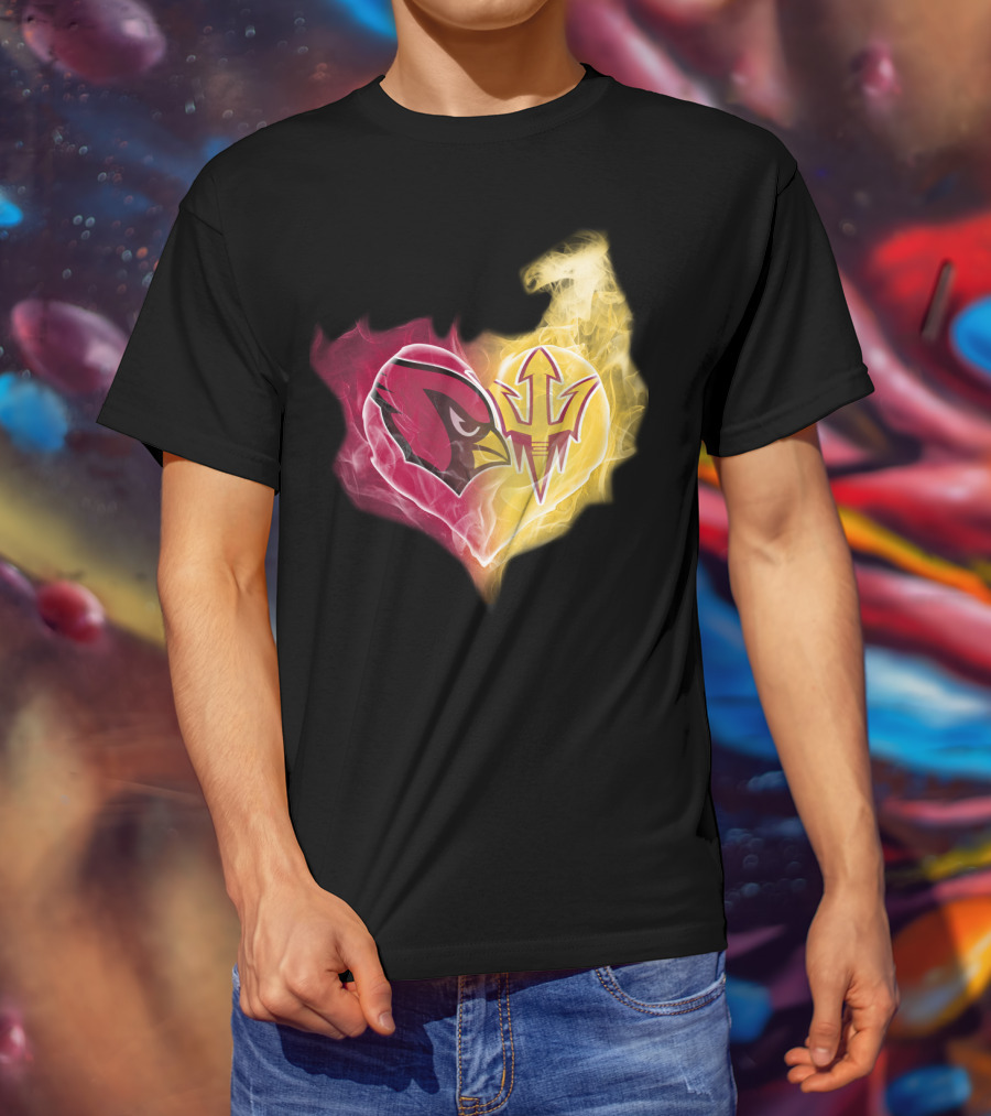 Arizona Cardinals Arizona State Sun Devils Heart Fusion T-Shirt