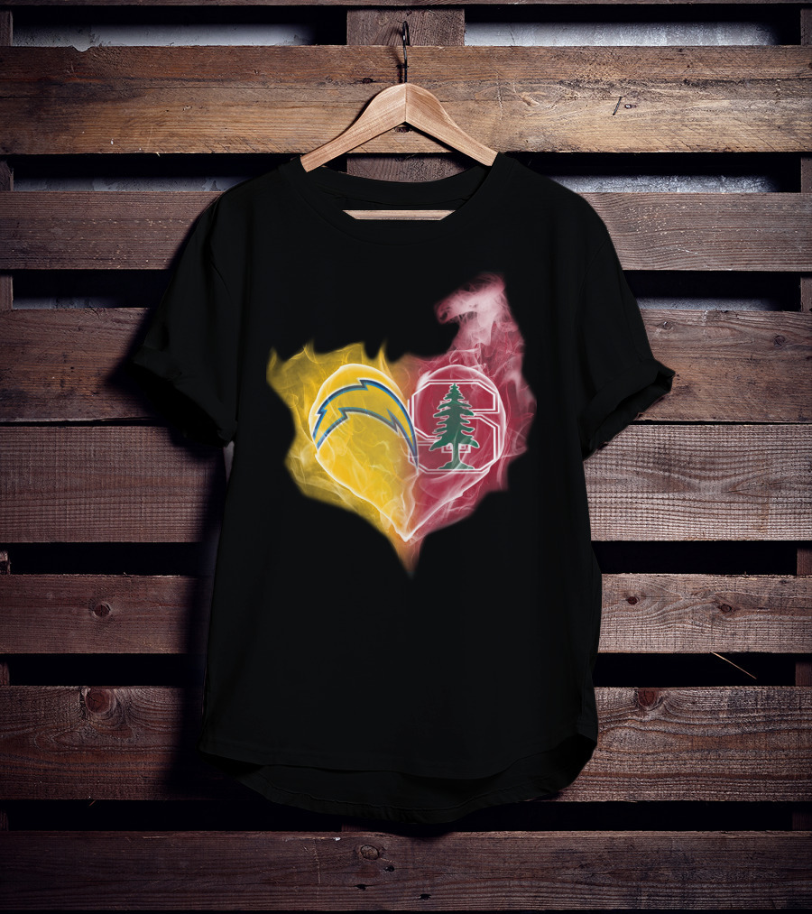 Los Angeles Chargers Stanford Cardinal Heart Fusion T-Shirt