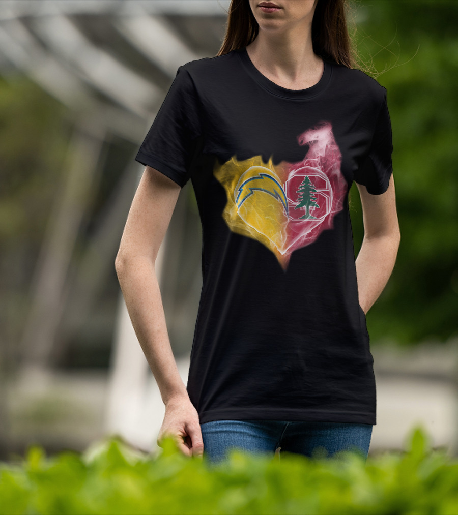 Los Angeles Chargers Stanford Cardinal Heart Fusion T-Shirt